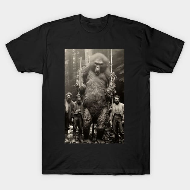 Big Monkey With Three Hunters T-Shirt by Maverick Media